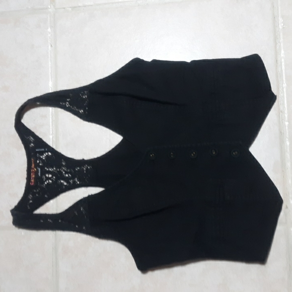 Guess Jeans Stretch Racer Back Black Women's Vest Sz M #099 - Picture 1 of 3